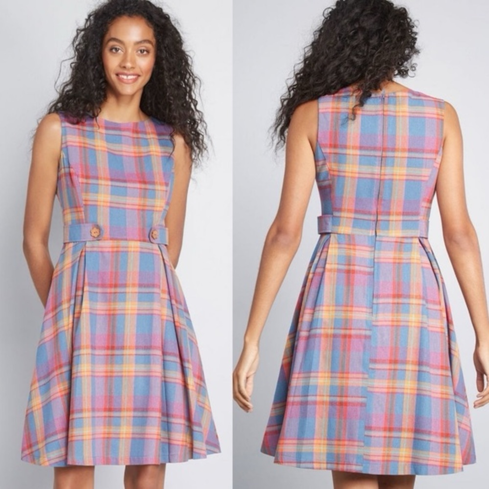 NWOT ModCloth Something Sixties Plaid Dress